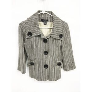 Womens Etcetera Button Front Tweed Design Stripe Blazer Size 4